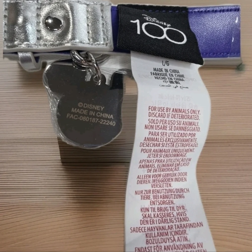 Disney 100 Years of Wonder Platinum Pet Dog Collar - Mickey Charm - Size Large